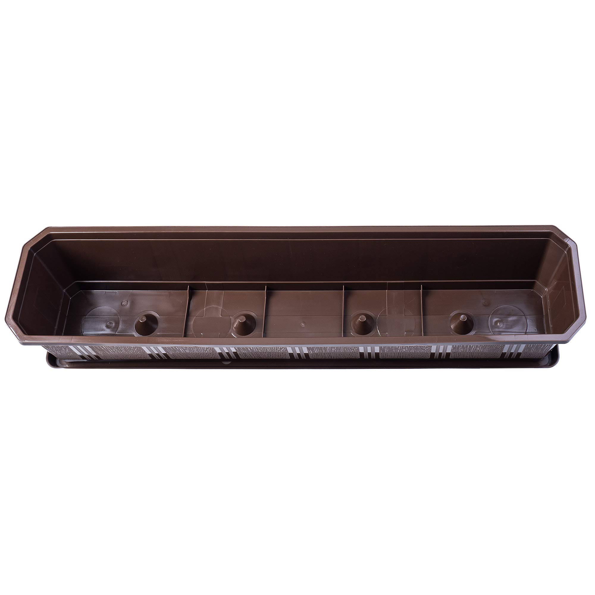 KADAX Fioriera Rettangolare per Davanzale da Esterno, Vaso da Balcone in Plastica con Sottovaso, Cassetta per Piante da Finestra (80 cm, Marrone)