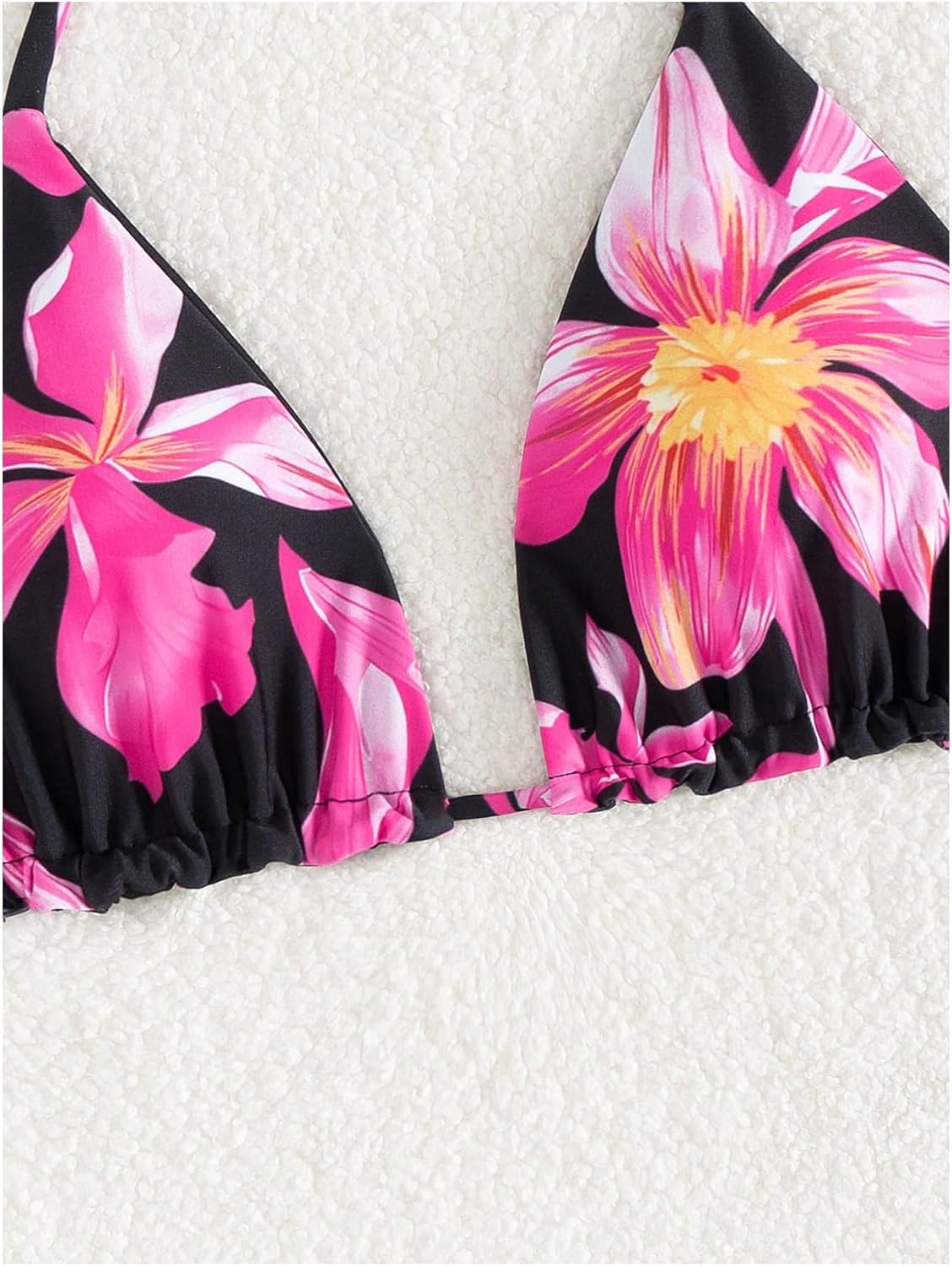 Verdusa Women's Reversible Floral Print Triangle Halter Bikini Tops Tie Backless Swimwear Top - Image 5