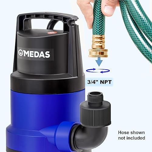 Miniatura 3 de MEDAS 1HP 3434 GPH Bomba de Sumidero Sumergible Bomba de Agua LimpiaSucia Bomba Utilitaria Portátil con Cable de 16.4 pies para Piscina Jardín