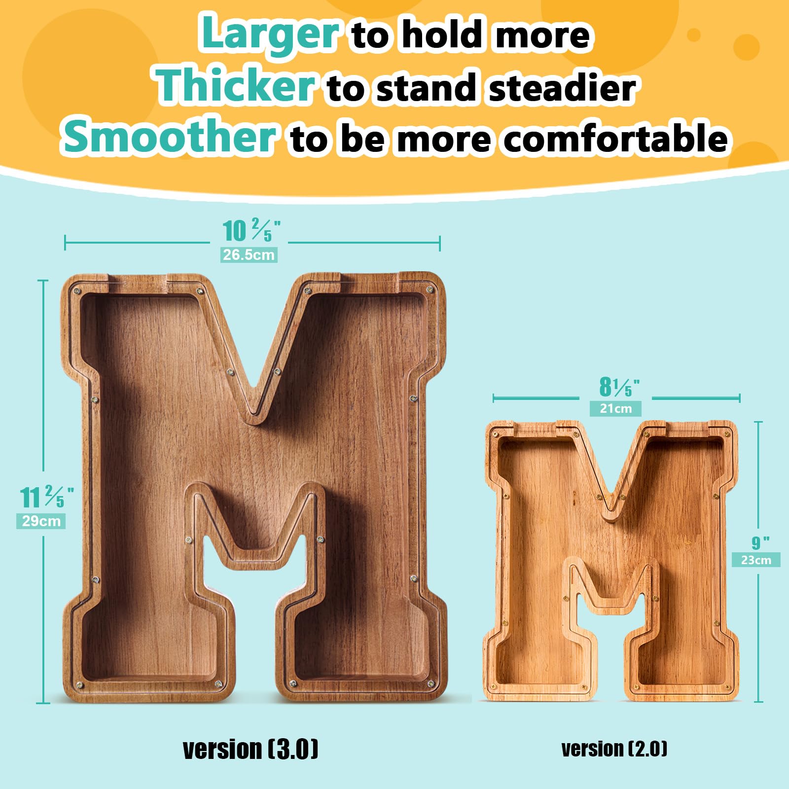 Summidate Salvadanaio con lettera in legno per bambini, A-Z lettera banca dei soldi personalizzato per bambini e bambine | Regalo di compleanno con banca di monete per bambini