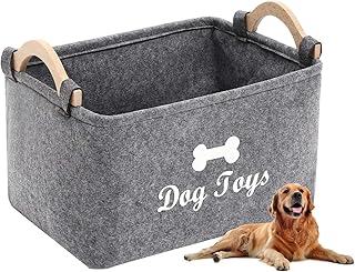 Brabtod Panier de rangement en feutre pour jouets et accessoires - Idéal pour organiser les jouets, les couvertures, les laisses et la nourriture - Gris - L