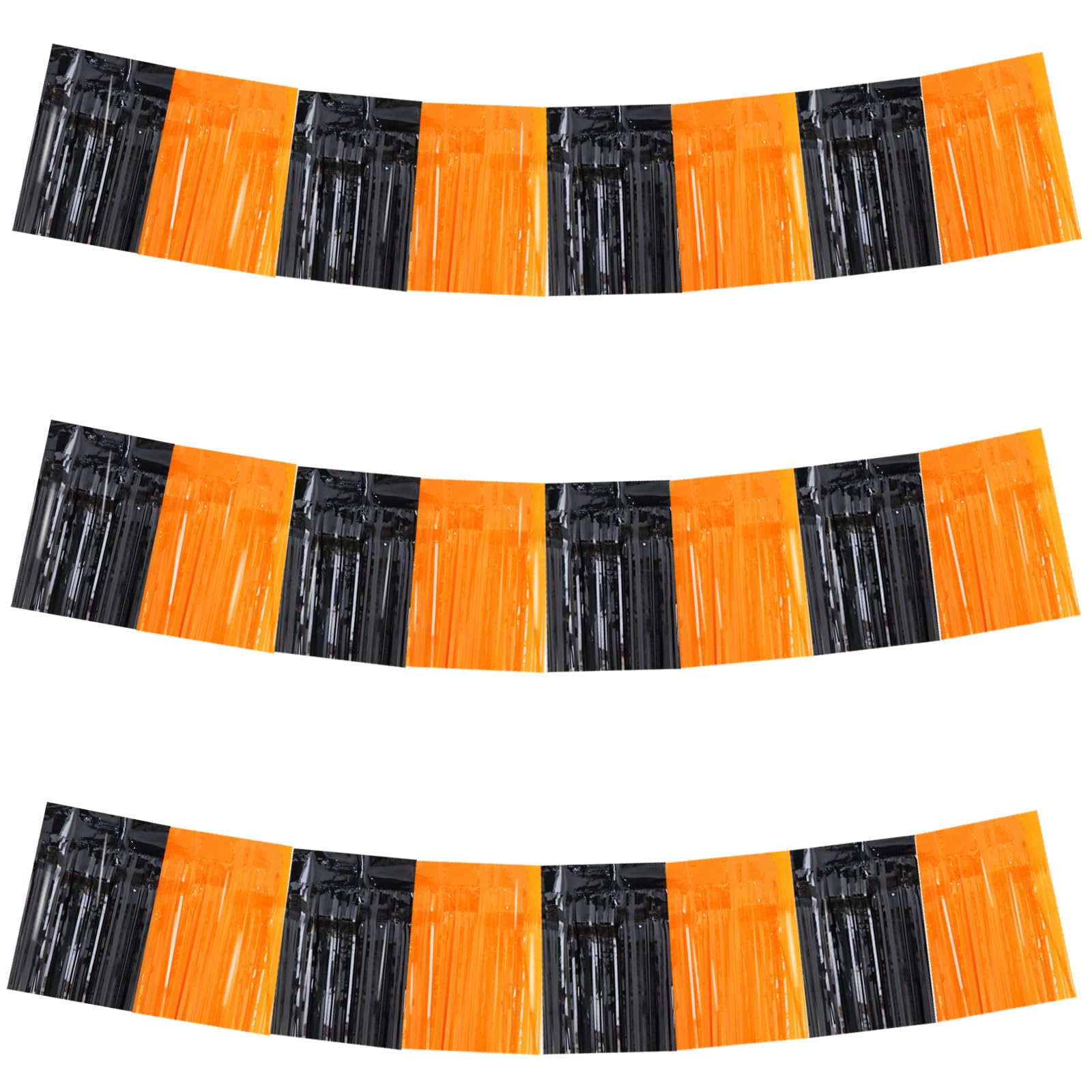 BEISHIDA 3 Pack Black Orange Foil Fringe Garland 30ft Wall Tinsel Banner