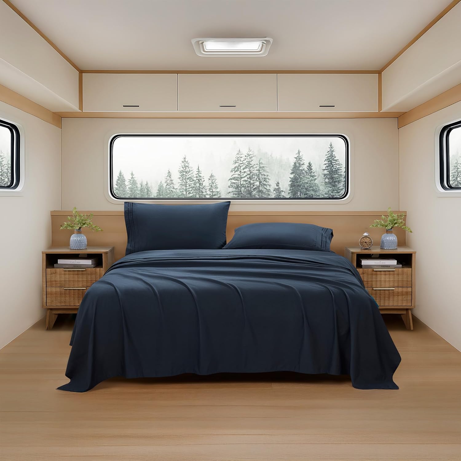 Camping Sheets King Size - Outdoor Air Mattress Sheet Set – Built-in Corner Straps for Air Mattress & Camping Use – Designed for Inflatable Beds & Tailgate Sleepovers, Navy