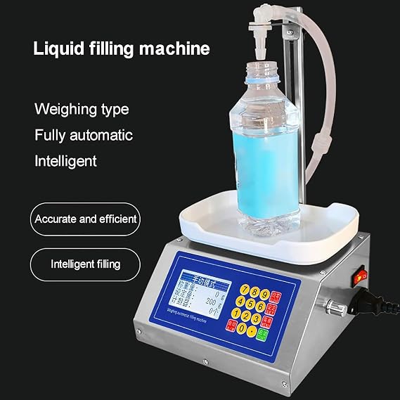 Liquid Filling Machine, Automatic Bottle Filler, for Liquid Weighing Filler Machine, Digital Speed Control, for Low Viscous Liquids, Perfume, Water, Juice, 50g-30kg~/