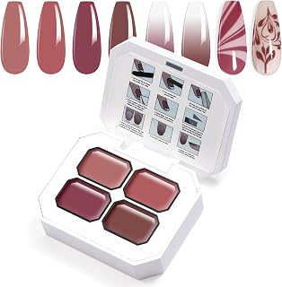 Gradient Painting Gel, 4 Colors Ombre Gel Nail Polish for Ombre Nails Aura Nails French Manicure Blush Nail Art Long-lasting Soak Off UV DIY Nail Art Palette C3 Nude Pink Trap