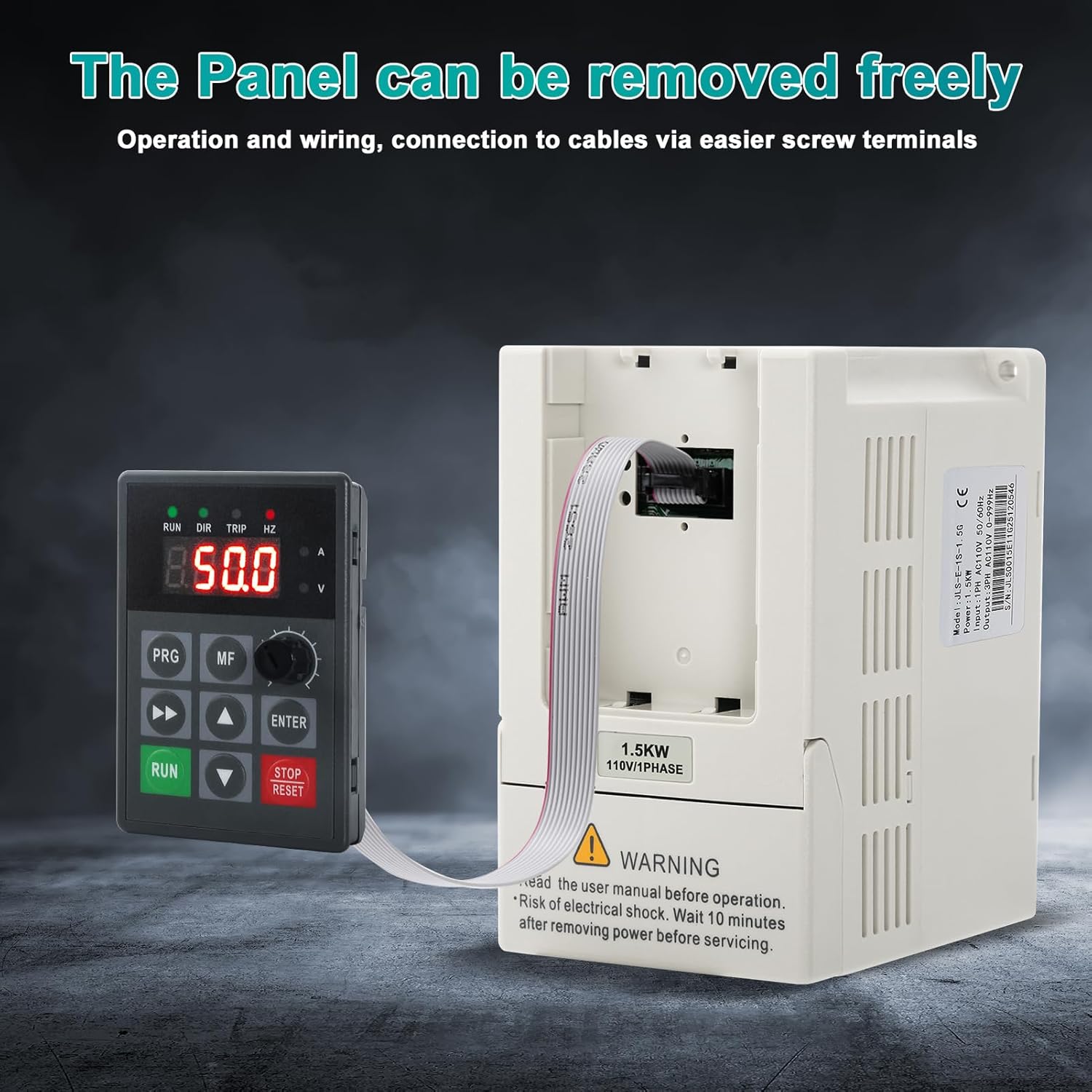 VFD 110V Variable Frequency Drive for Motor Speed Control, Single-Phase Input Three-Phase Output CNC VFD 1.5 kW with 2-Meter Extension Cord
