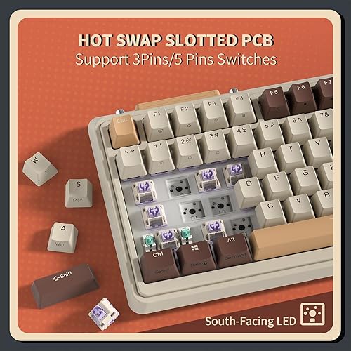 Miniatura 7 de KZZI K75 PRO RGB 75% Teclado mecánico con junta de goma inalámbrico, teclado de juego intercambiable en caliente de 82 teclas con perilla y pantalla