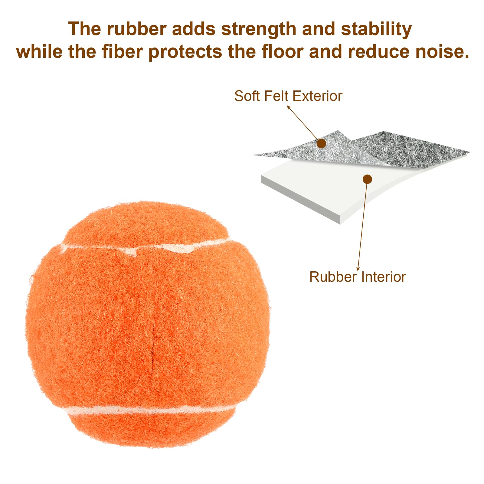 QUARKZMAN Bolas De Tenis Precortadas para Andadores, 24Pcs - Bolas De Tenis para Sillas, Cubiertas para Patas De Mesas De Tenis, Bolas Deslizantes De Fieltro para Patas Protección（Naranja
