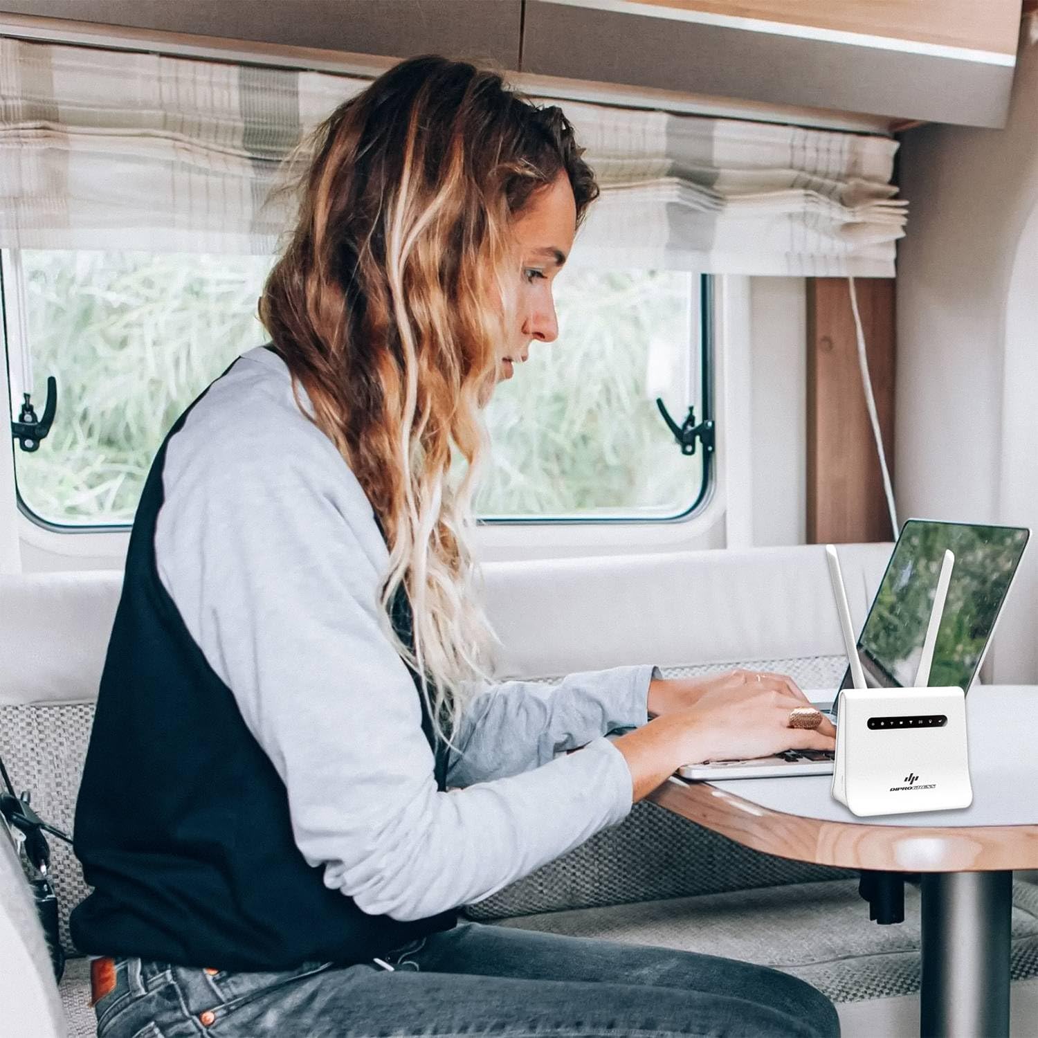 DiProgress Router Wi-Fi SIM 4G 300Mbit/s con batteria ricaricabile al litio, alimentazione fino a 14V, router per camper, router portatile con pulsante WPS