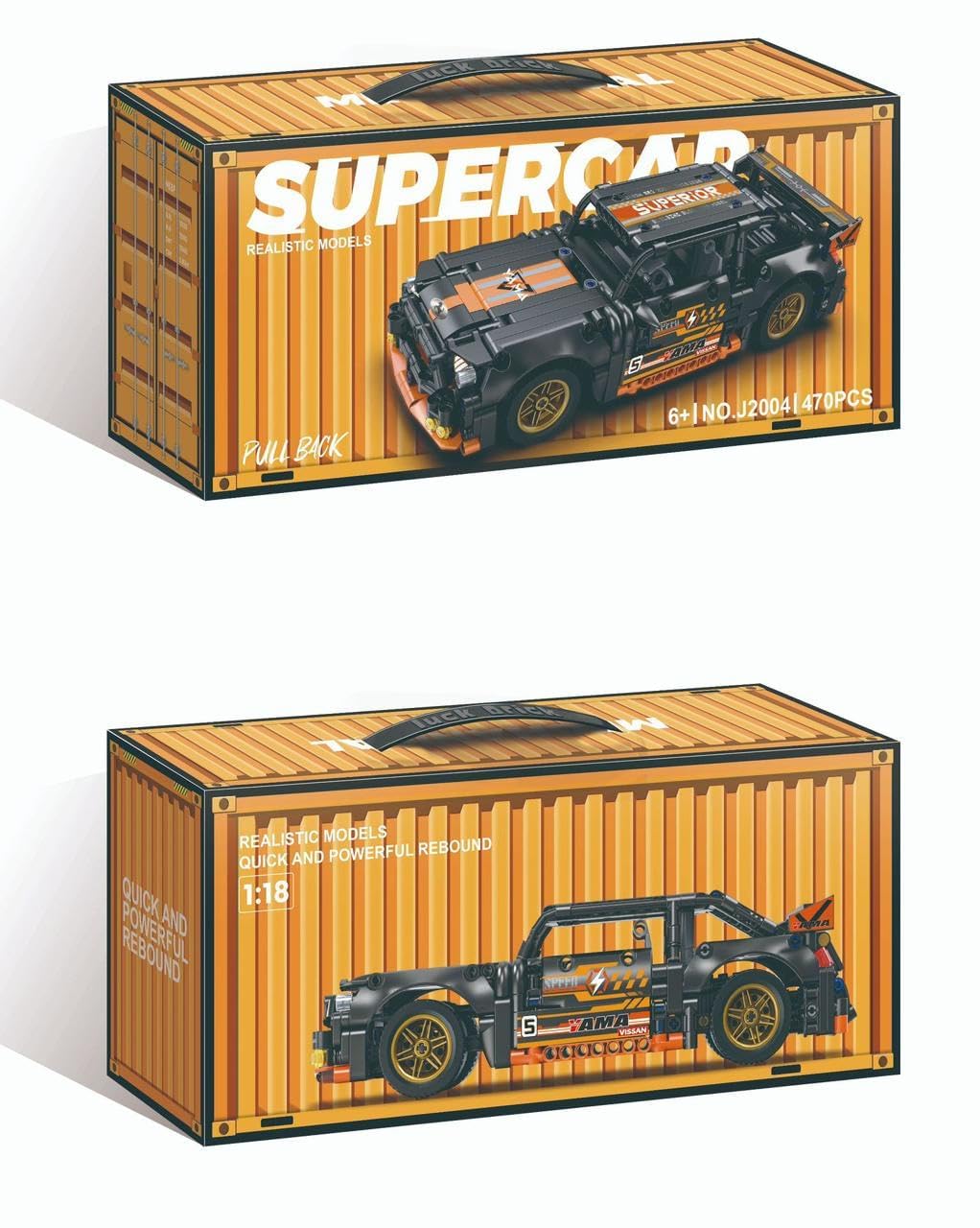 GKNEX 1:18 Scale Pull-Back Racing Car Building Block Set | 400+
