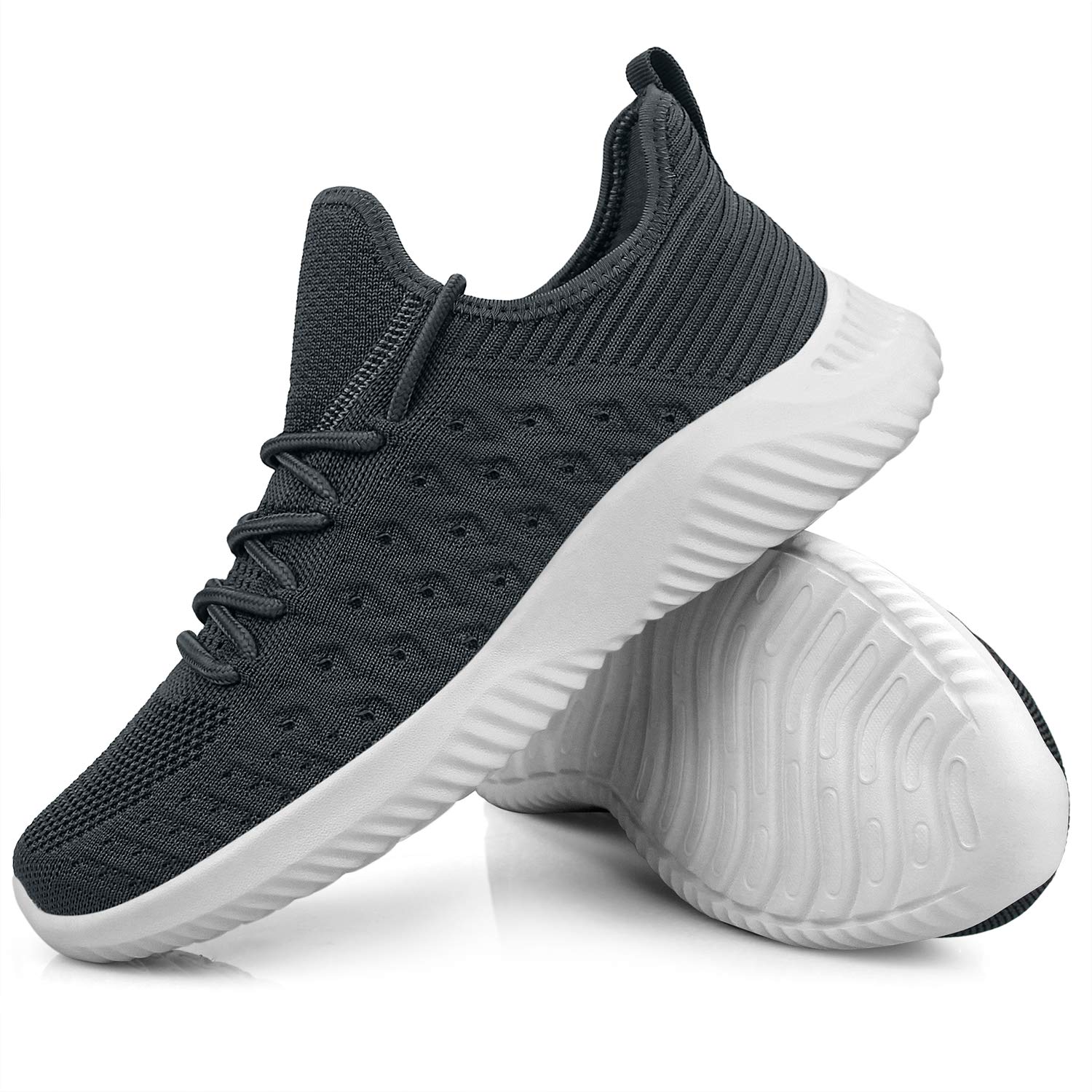 Feethit - Zapatillas de senderismo para hombre, ligeras, transpirables, antideslizantes, cómodas y a la moda para hombres, Gris (Gris oscuro), 43 EU
