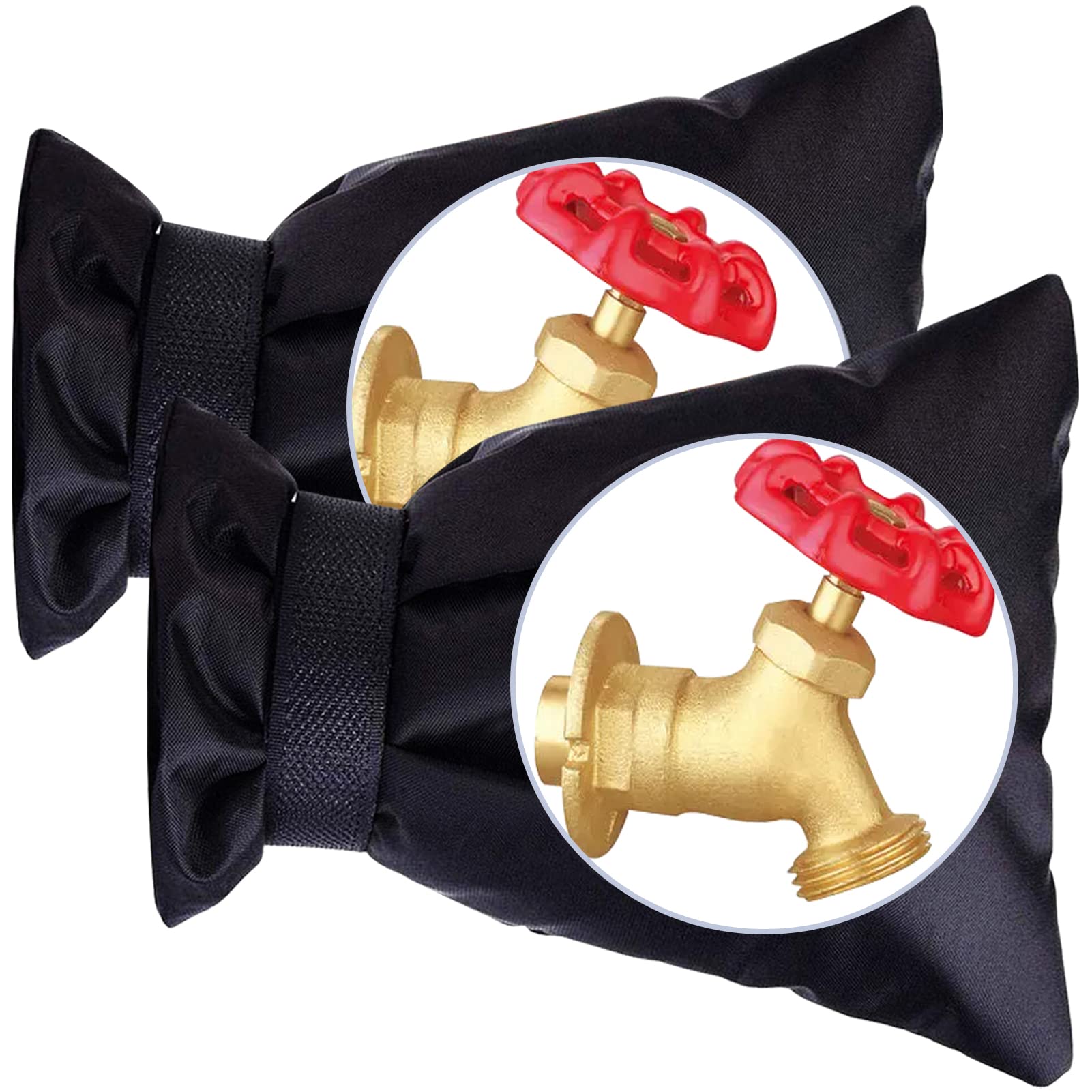 GonLei 2Pack 5.5" W X 7.4" H Hose Cover Socks Winter Faucet Insulation Cover Outdoor Faucet Covers for Winter Spigot Covers Winter Insulated Protection Hose Bib Cover (Black)