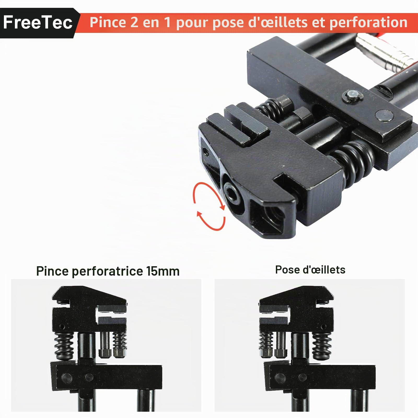 FreeTec 2 en 1 Pince à Soyer et à Poinçonner, Ø5 mm Pince à Poinçonner Metal, Pinces à Sertir Pinces à Soyer la Tôle pour Réparation de Carrosserie (Rouge)