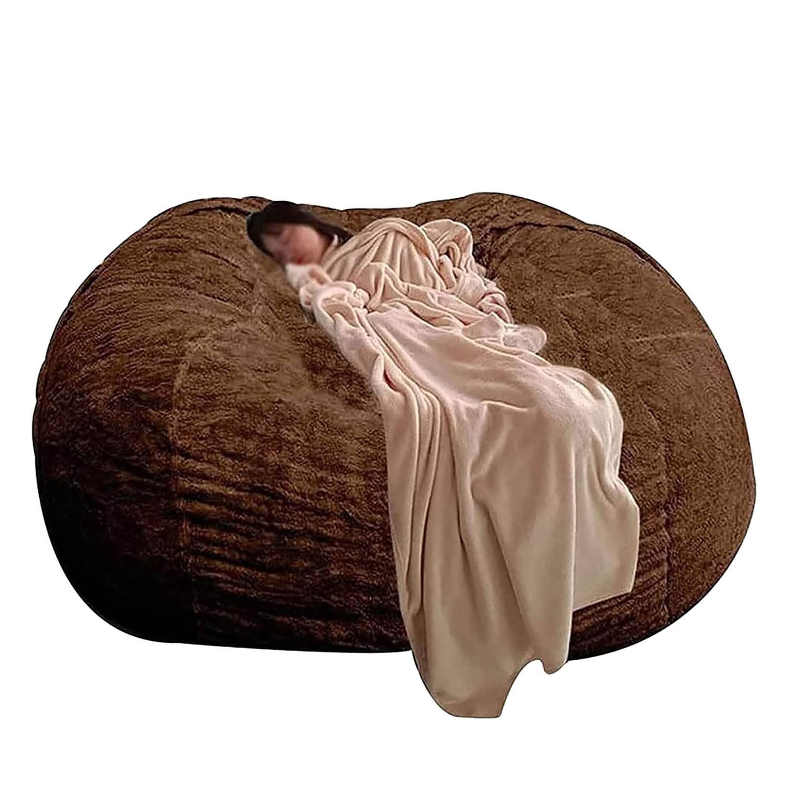Pouf Géant XXL d’Intérieur en Velours Côtelé 5/6/7FT - Doux, Confortable & Déhoussable - sans Remplissage- Pouf Lit XXL Salon, Chambre Ado, Gamer