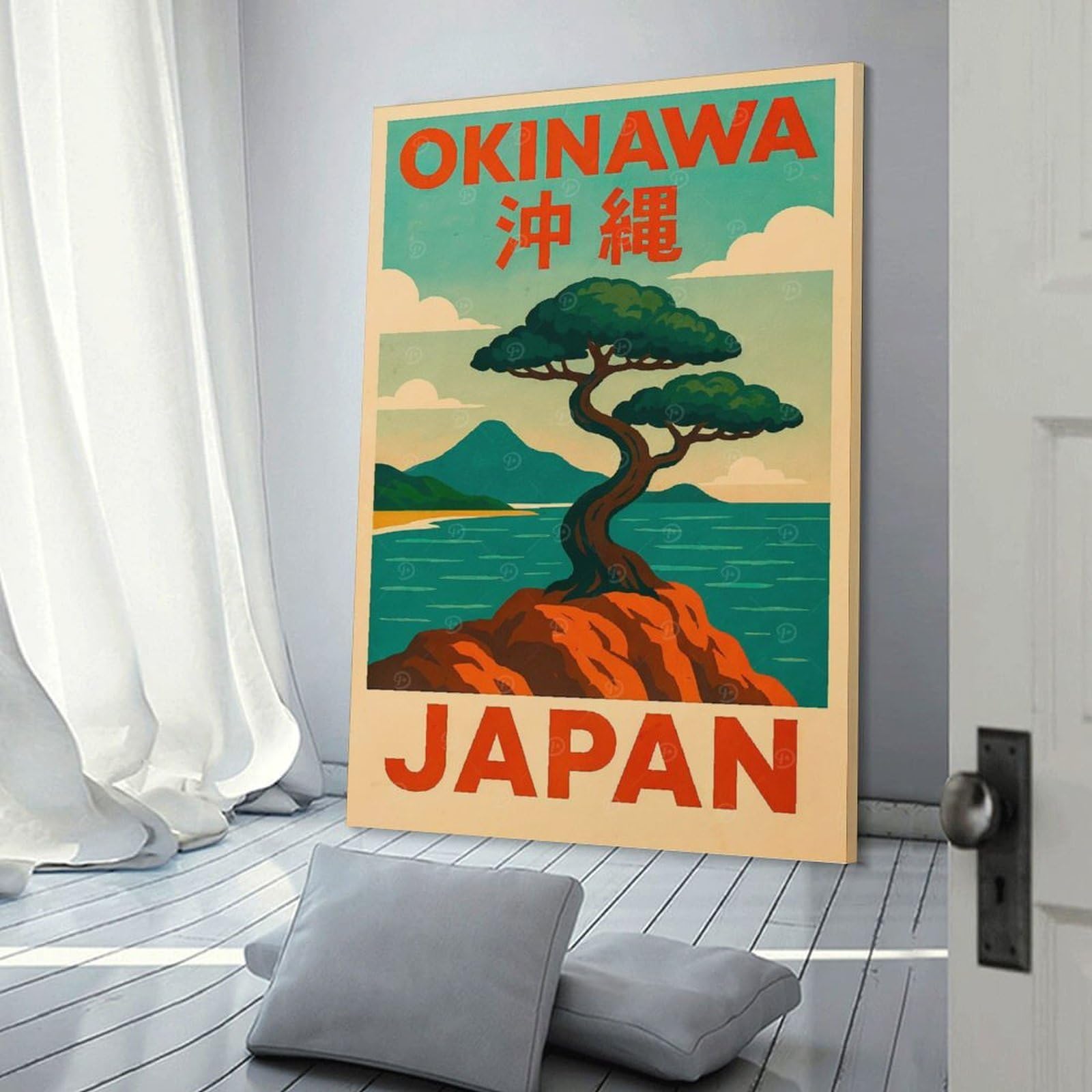 Junmoney Okinawa Japan Travel Wall Picture Print 20x30inch(50x75cm), for Hallway, Lounge Or Guest Room, Gift Idea for Housewarming And Birthdays