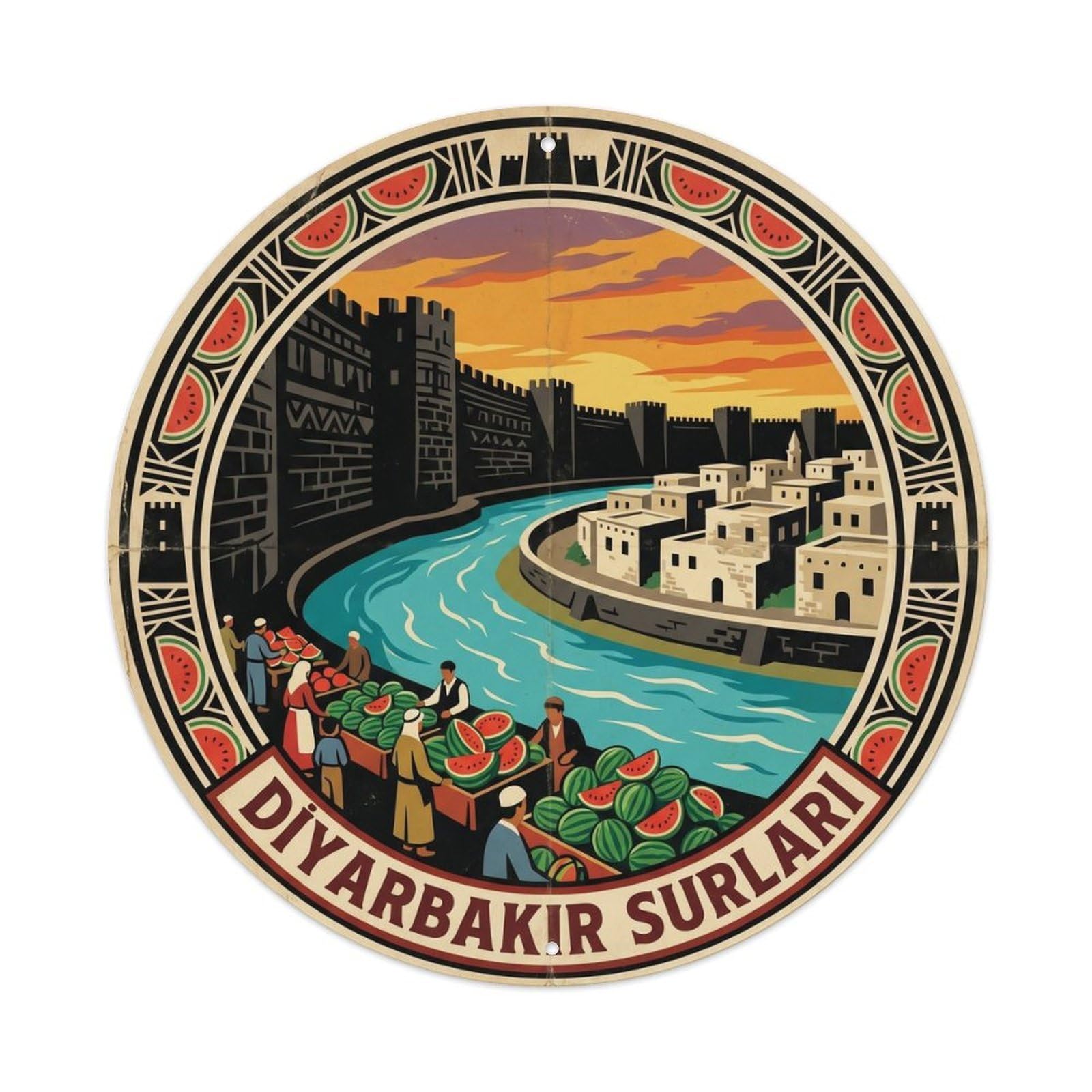 Diyarbakir Basalt Fortress Historic Turkey Metal Tin Sign