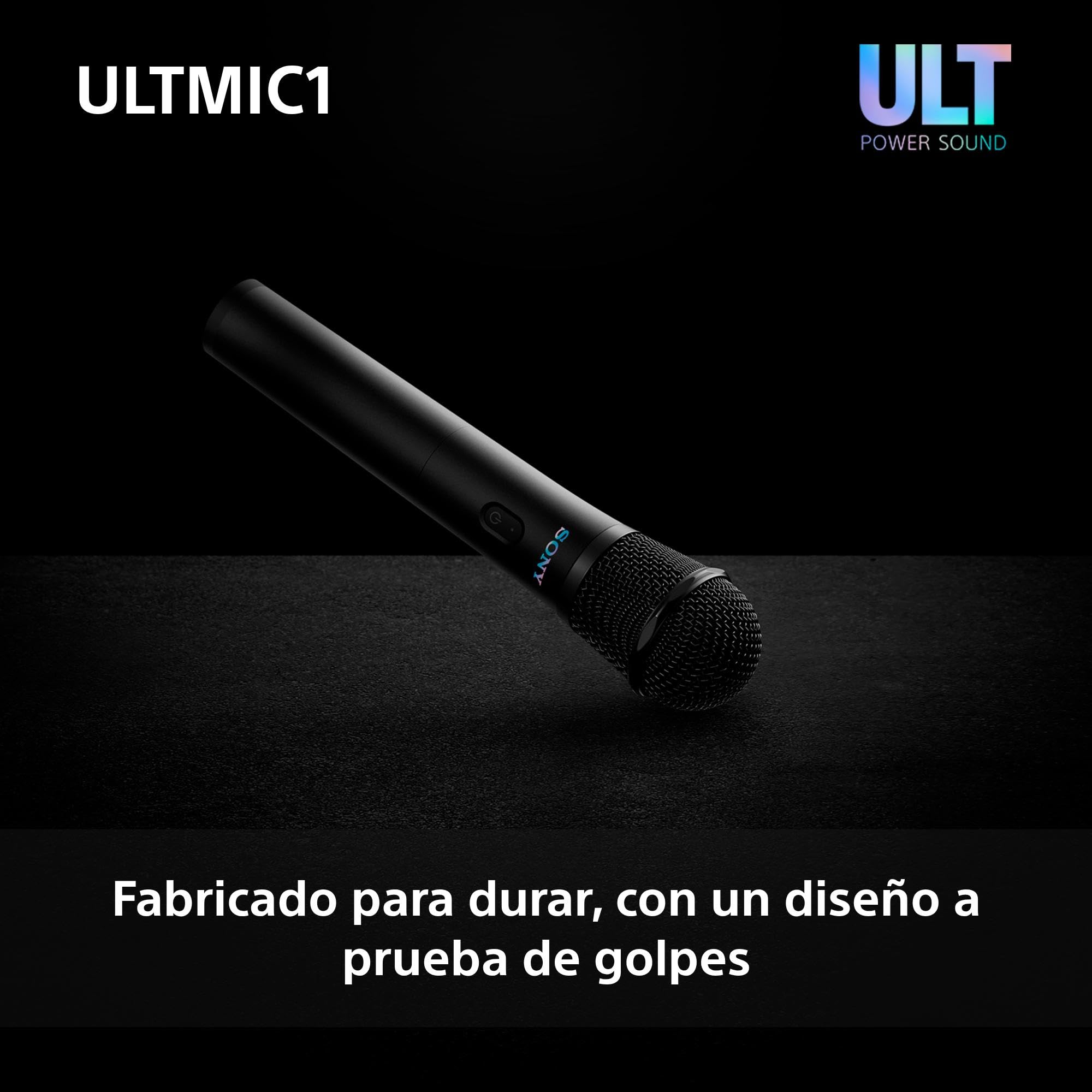 Sony ULTMIC1, Set de micrófono inalámbrico con 2 micrófonos y Receptor, Reducción de Ruido Avanzada, Duet Assist, batería de 20 H, a Prueba de Golpes, Serie ULT Power Sound, Negro