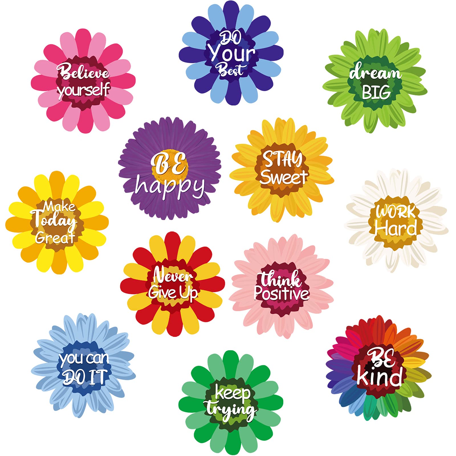 Buy 36 Pieces Sun Flower Spring Cutouts with Growth Mindset Bulletin