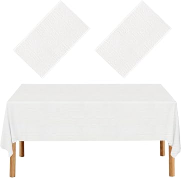 2 Pack White Paper Tablecloth for Rectangle Tables