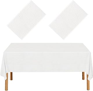 Paper Tablecloths for Rectangle Tables,2 Pack White Paper Tablecloths Disposable Table Cloths,3 Ply Papers & Plastic Quality Table Cover for Parties Wedding Birthday(54'' X 108'')