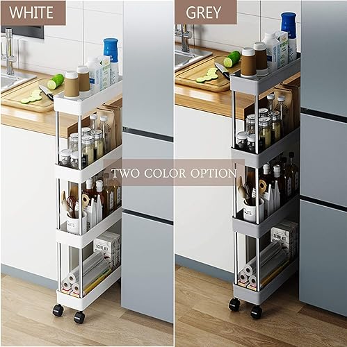 Miniatura 2 de Estante delgado para carrito de almacenamiento extraíble de 4 niveles, organizador de almacenamiento con 4 cestas de almacenamiento y ruedas para