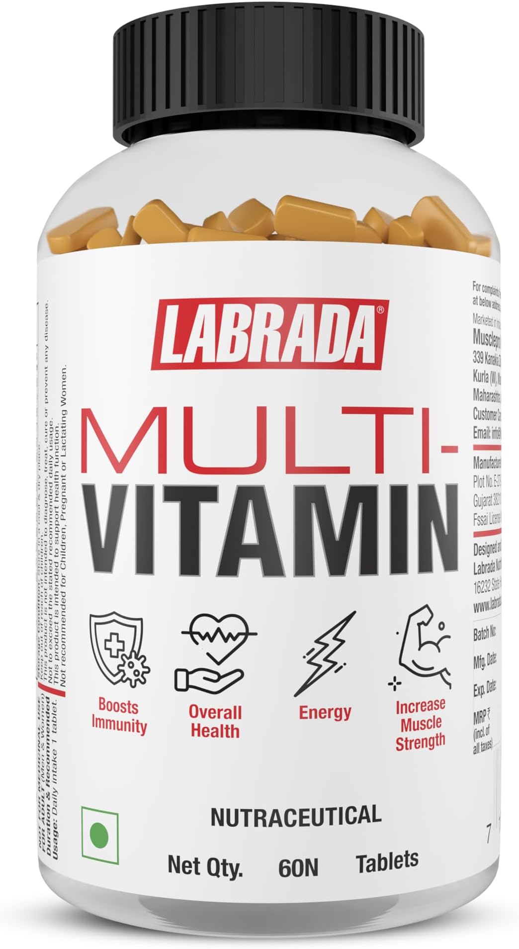 MultiVitamin Tablet(10 Vitamins, 7 Minerals, Gingko Bilboa Extract, Panax Ginseng, Lycopene, 3 Enzymes, Once Daily), 60 Count