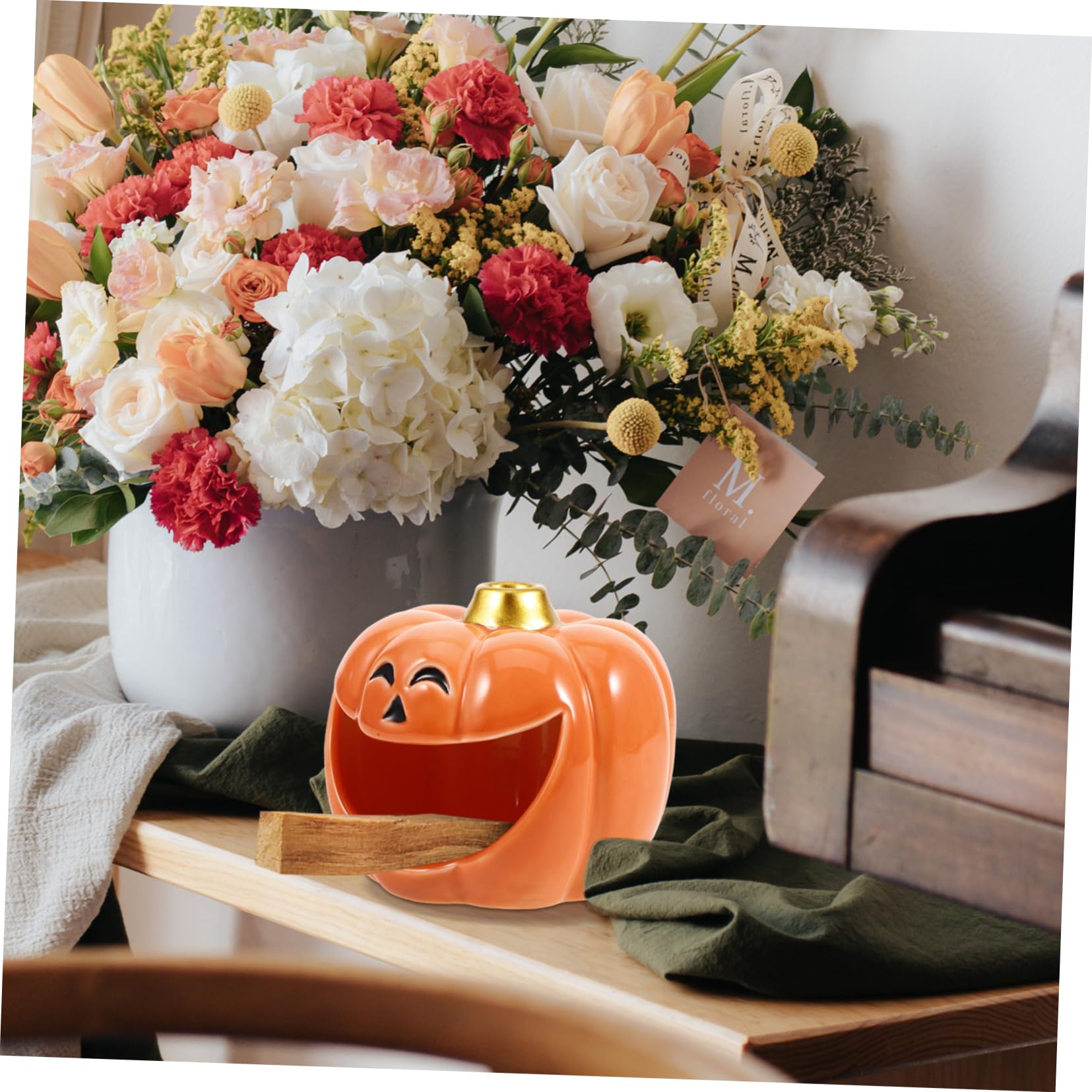 Quemador De Incienso De Calabaza De Cerámica para Varillas De Decoración Festiva para Hogar y Oficina Accesorio Elegante para Relajación y Estilo