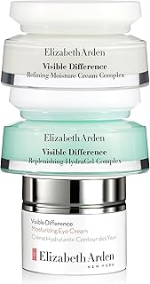 Skincare Bundle: Elizabeth Arden Visible Difference Refining Moisture Cream Complex (75ml) + Visible Difference Replenishing HydraGel Complex (75ml) + Visible Difference Moisturizing Eye Cream (15ml)