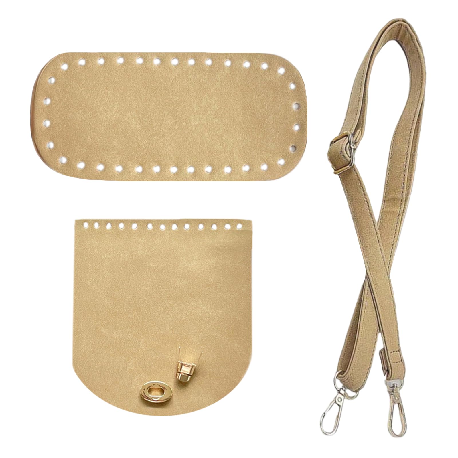 HNJKJEU 3Stk DIY Häkeln Zubehör Tasche, Taschenboden zum Häkeln 20x9, Taschenboden PU Leder Matte mit Taschenriemen und Kordelzug für Taschen Ersatz Handtasche DIY Taschen Zubehör (Khaki)