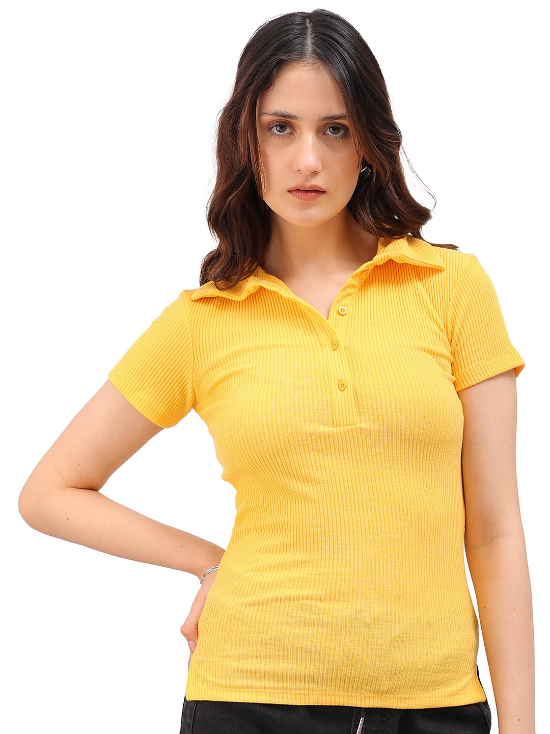 freehand by The Indian Garage Co Women Fitted Casual Solid Short Sleeve Top-picture-26