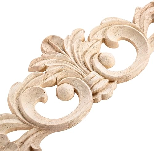 Miniatura 3 de MUXSAM Apliques de madera tallada, calcomanías largas de madera para moldear, incrustaciones de roseta para puerta, pared, repisa, armario, puerta,
