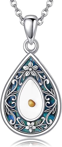 URONE Collar con colgante de semilla de mostaza, de plata de ley, con dije de fe y semilla de mostaza, joyería cristiana,