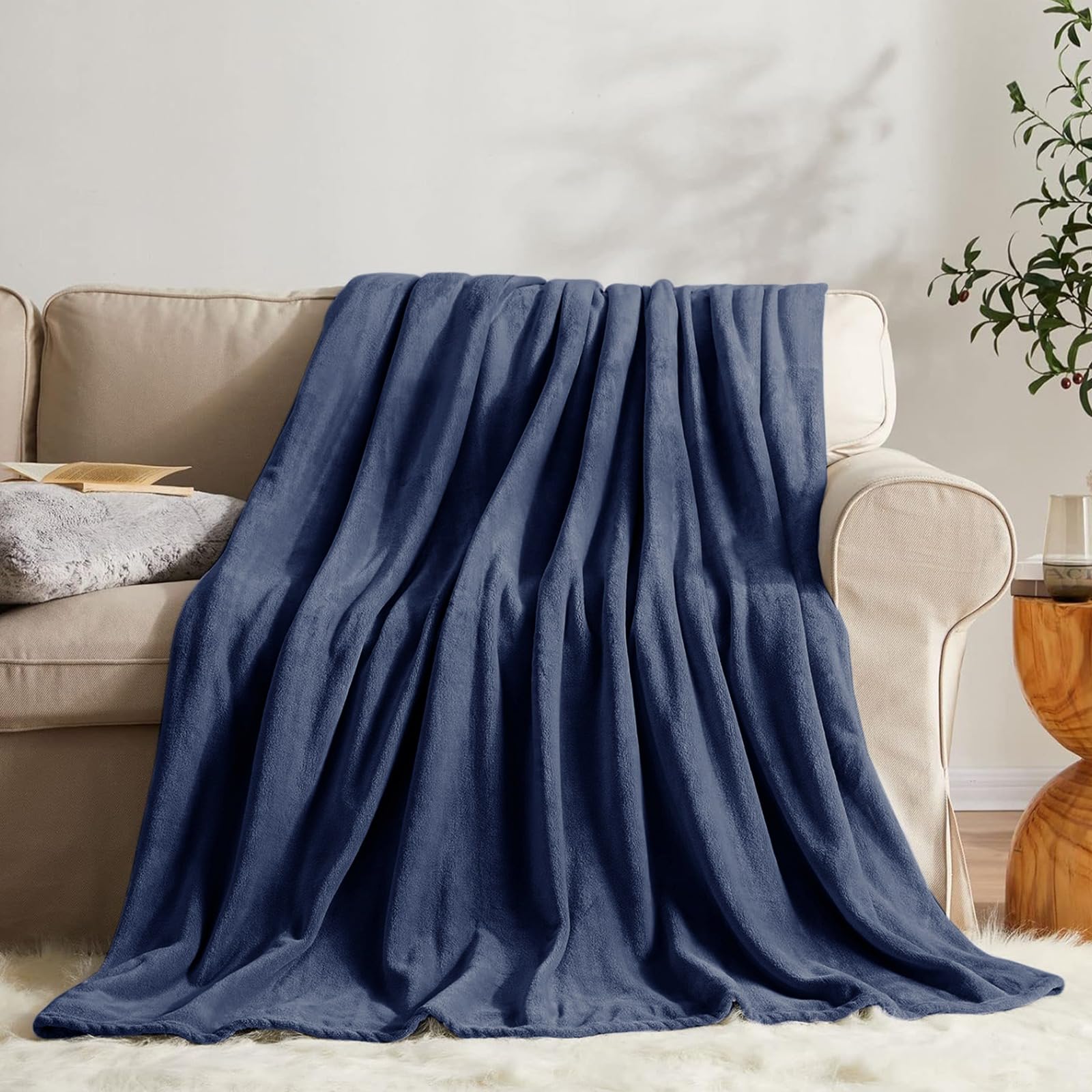 Soft and Durable Fleece Throws, Multiple Sizes, and Easy Care (Blue, W 150" X L 200)