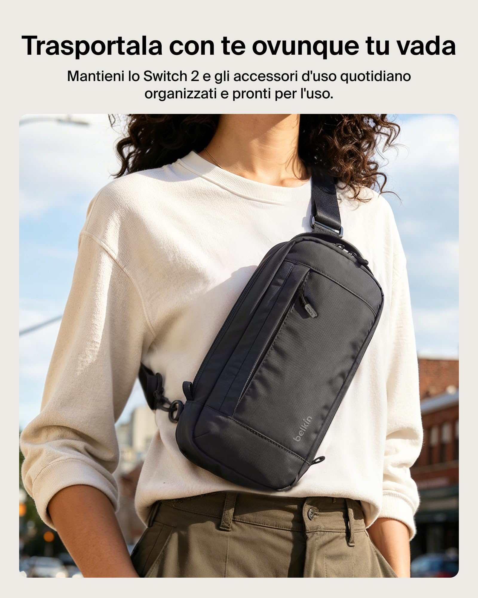 Belkin Gaming Borsa per Nintendo Switch 2 Protettiva da Viaggio - Nero | Borsa Crossbody, Custodia Protettiva da Trasporto per Accessori Console, Interno Morbido, Leggera, 10 Slot per Schede Giochi