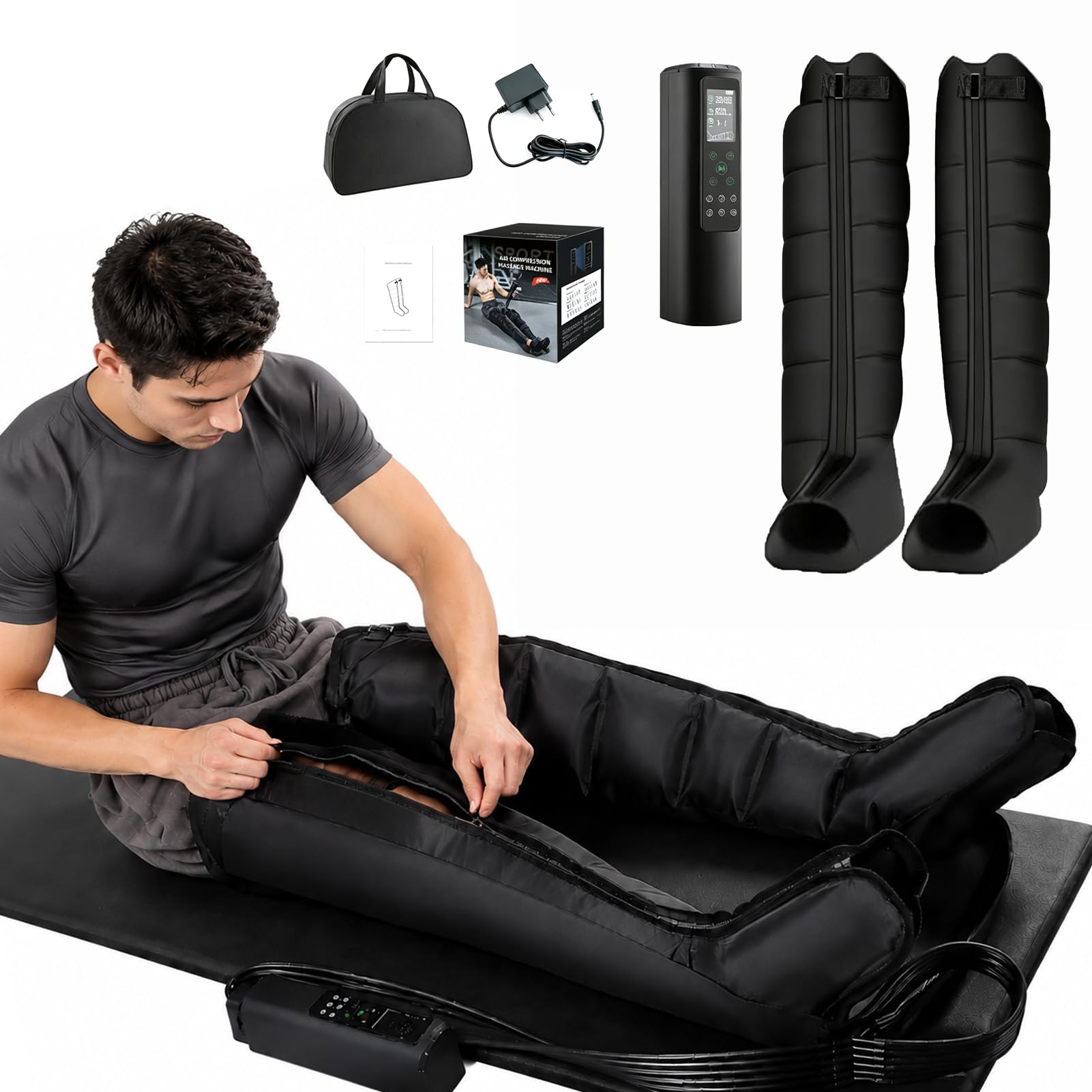 Huachorial Legs Rechargeable Smart Leg Compression Boots With Air Massage Recovery System (, L)