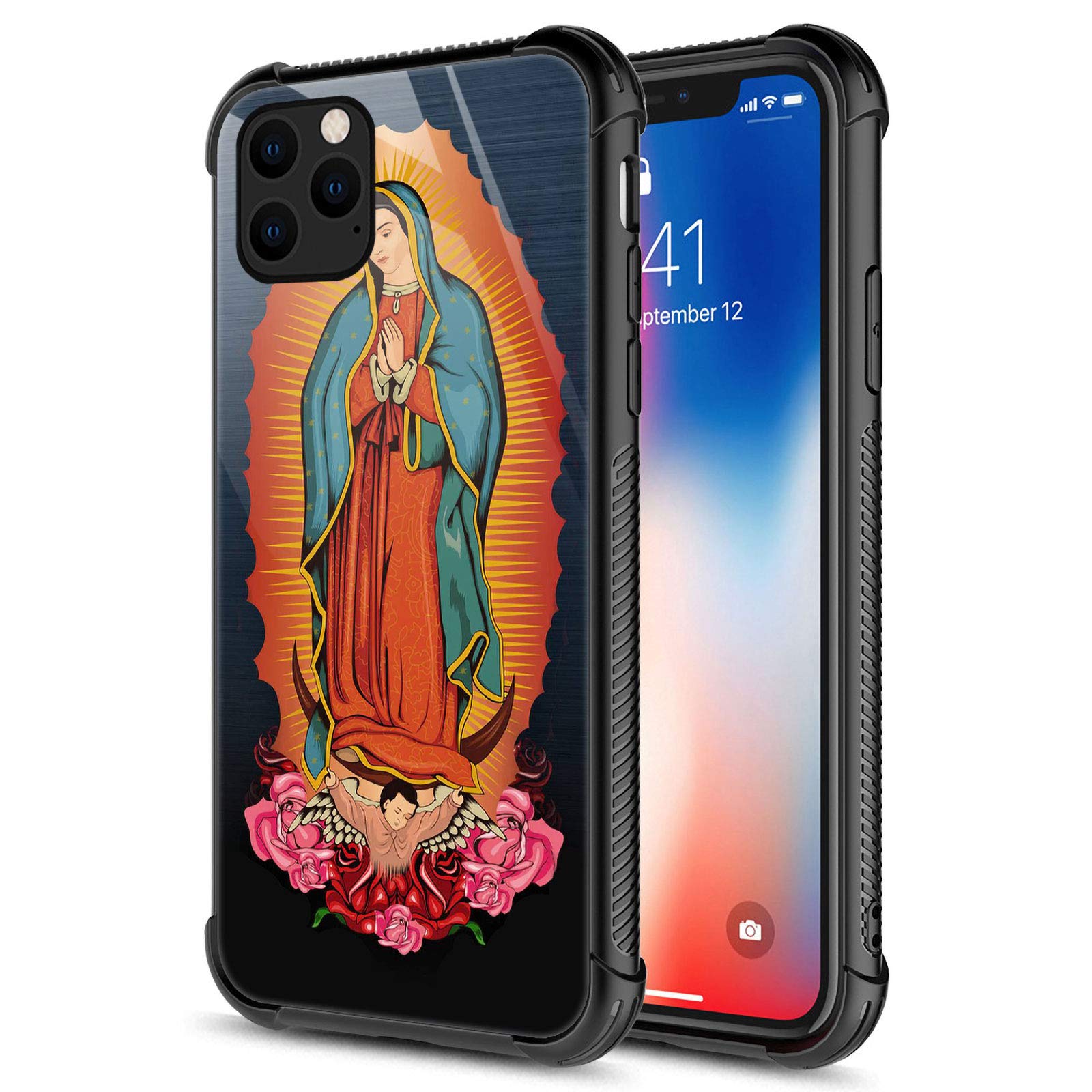 Compatible with iPhone 12 Pro Max Case,Virgen Guadalupe iPhone 12 Pro Max Cases for Girls,Fashion Graphic Design Shockproof Anti-Scratch Drop Protection Case for Apple iPhone 12 Pro Max