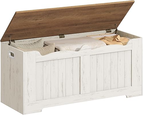 Miniatura 15 de Baúl de almacenamiento de 43.3", baúl de almacenamiento extragrande con 2 bisagras de seguridad, caja de banco con tapa elevable, organizador