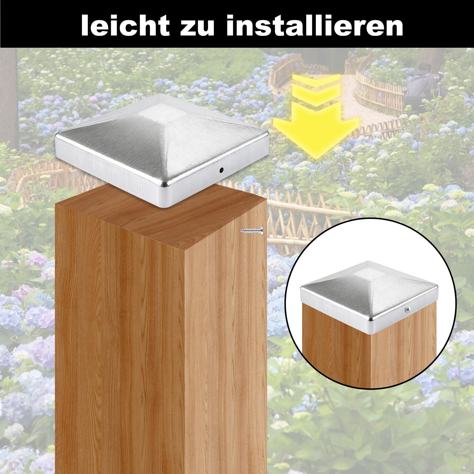 10 tappi per pali 12 x 12, manicotto 121 x 121 mm, pali in metallo, a piramidi, zincati, per pali in legno
