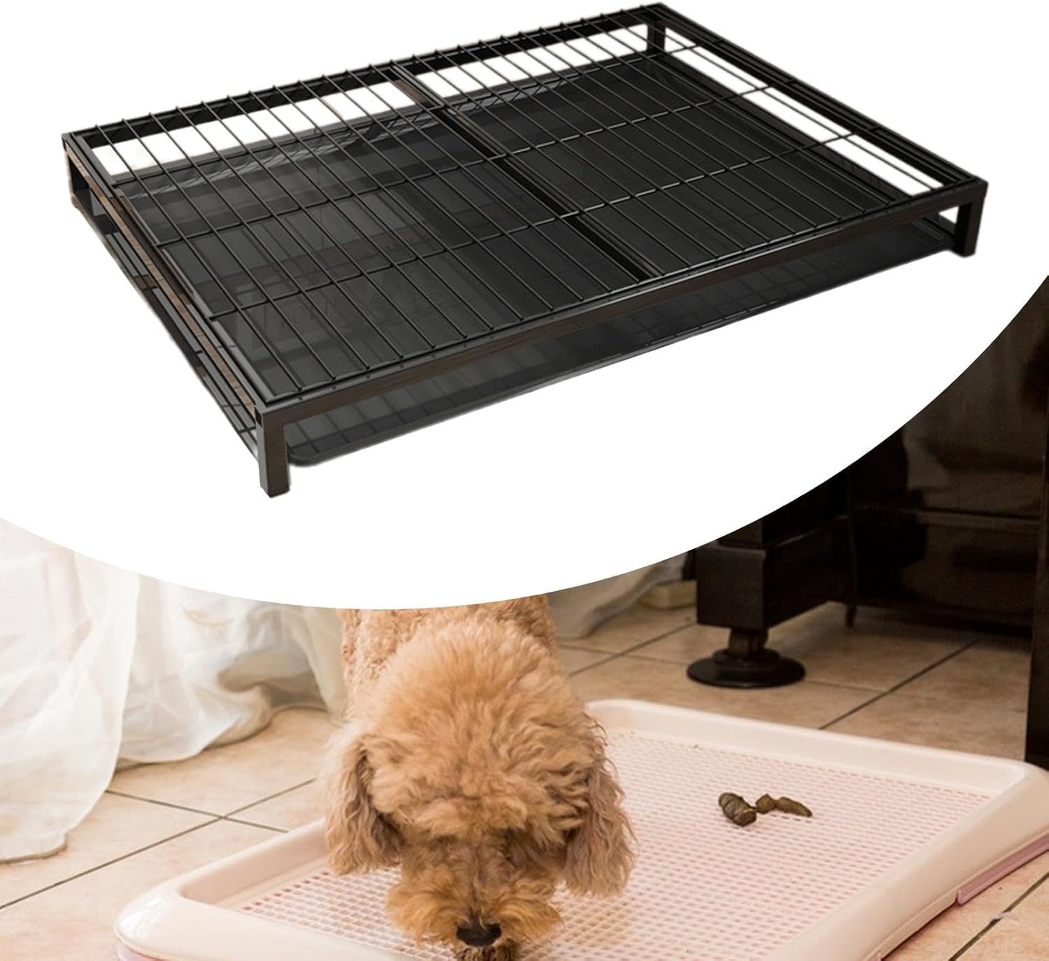 Dog Potty Tray Versatile Puppy Potty Pan Pee Mesh Training Tray Reusable Sturdy Dog Training Toilet Pee Pad Holder, L
