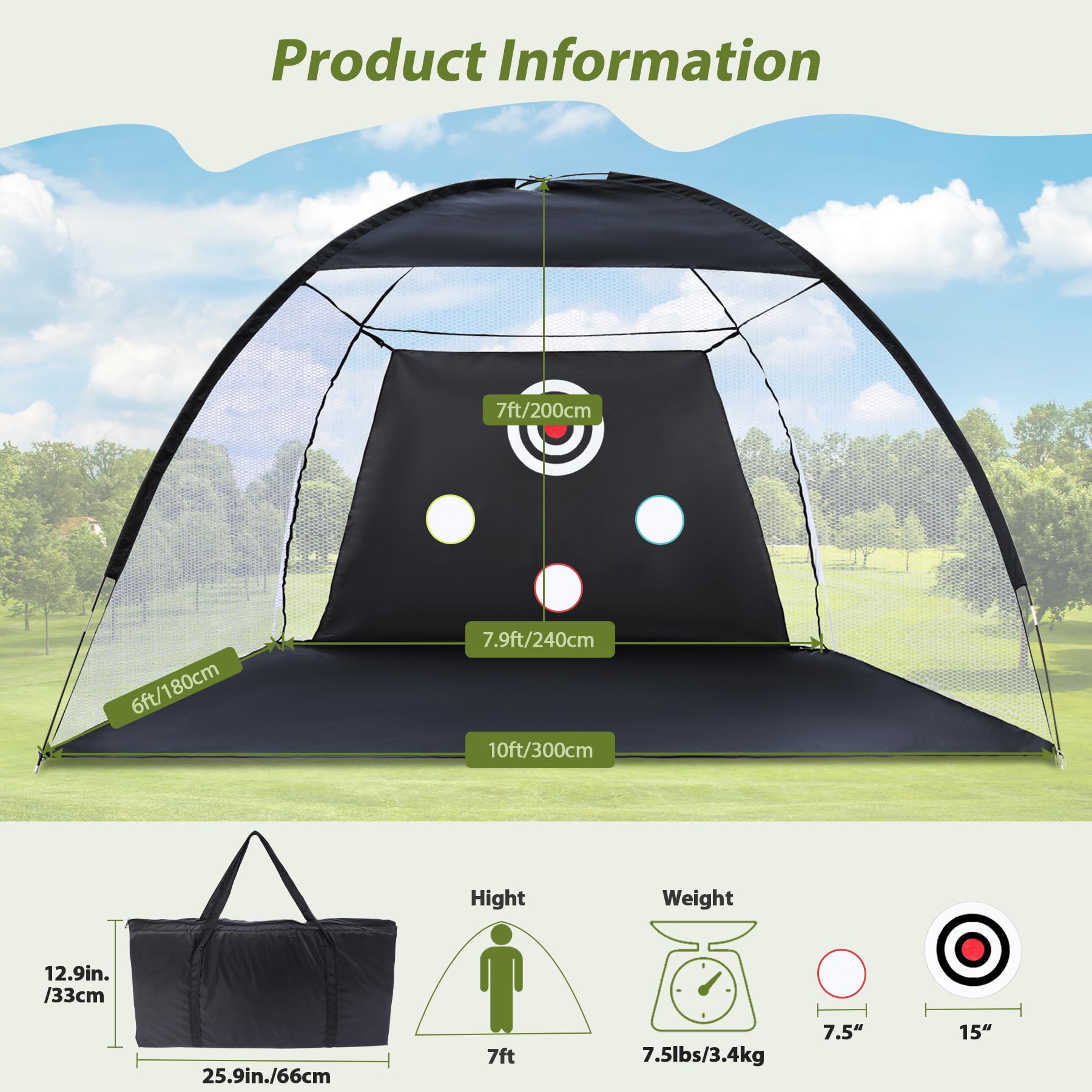 Golf Practice Net with Hitting Mat for Indoor Outdoor Backyard Driving Chipping