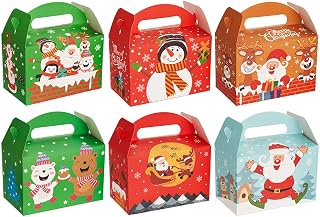 CCINEE 3D Christmas Treat Boxes,Xmas Cookie Boxes with Handle Paper Goody Boxes for Gift giving Packaging,Pack of 24