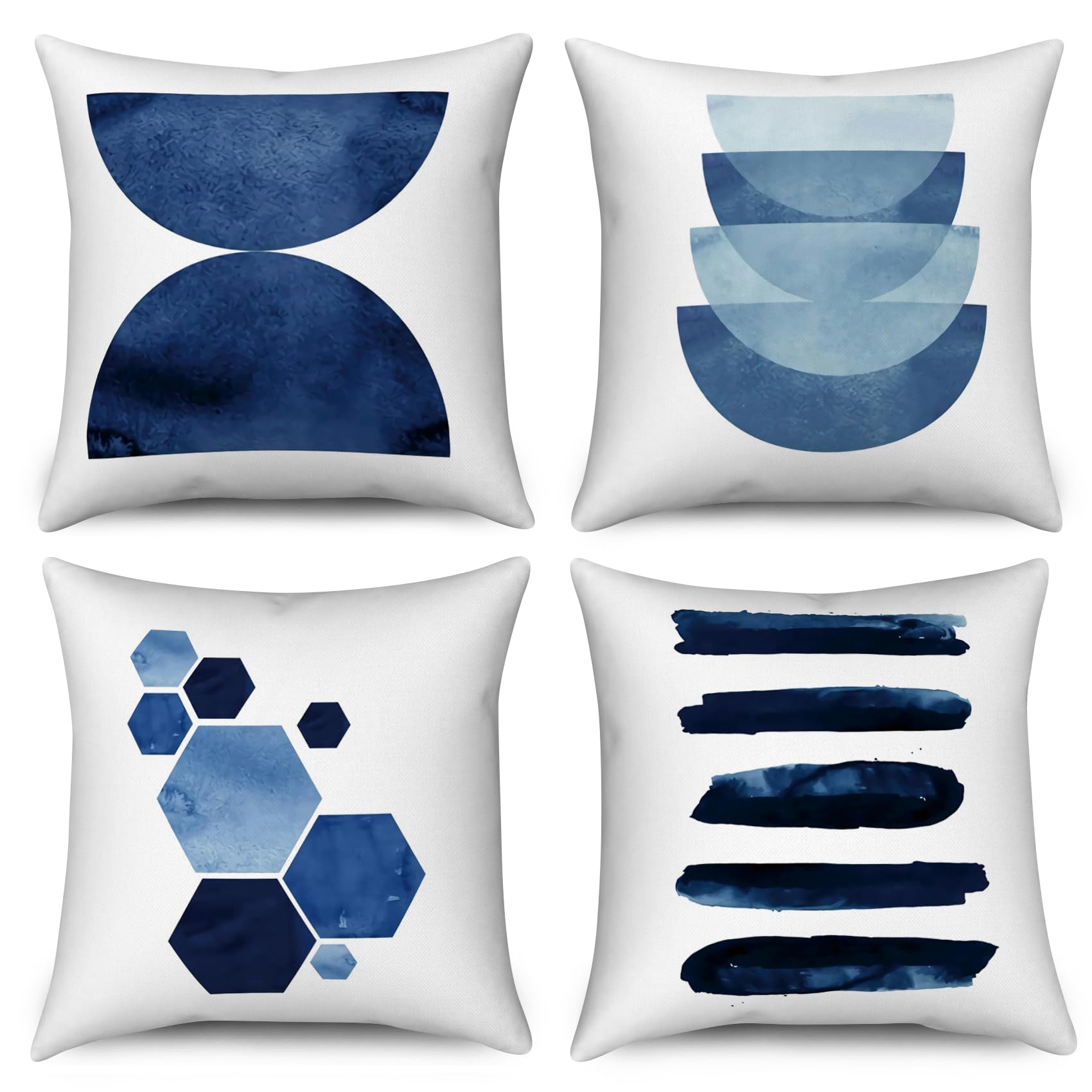 Housse de coussin bleu 50x50 style art esthétique moderne