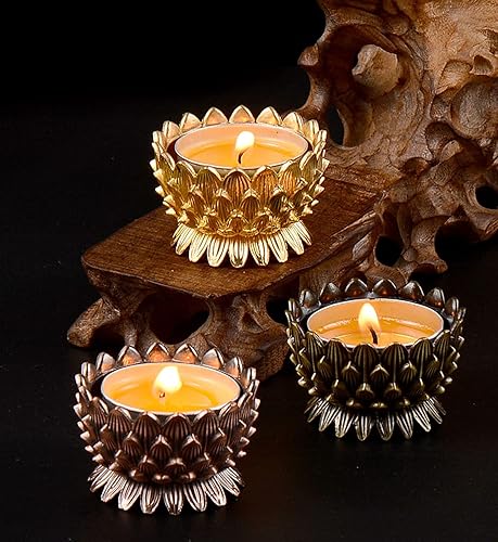 Portavelas votivas de flor de loto, portavelas budista de cobre, taza de oferta de agua budista tibetana, soporte para lámpara de aceite para
