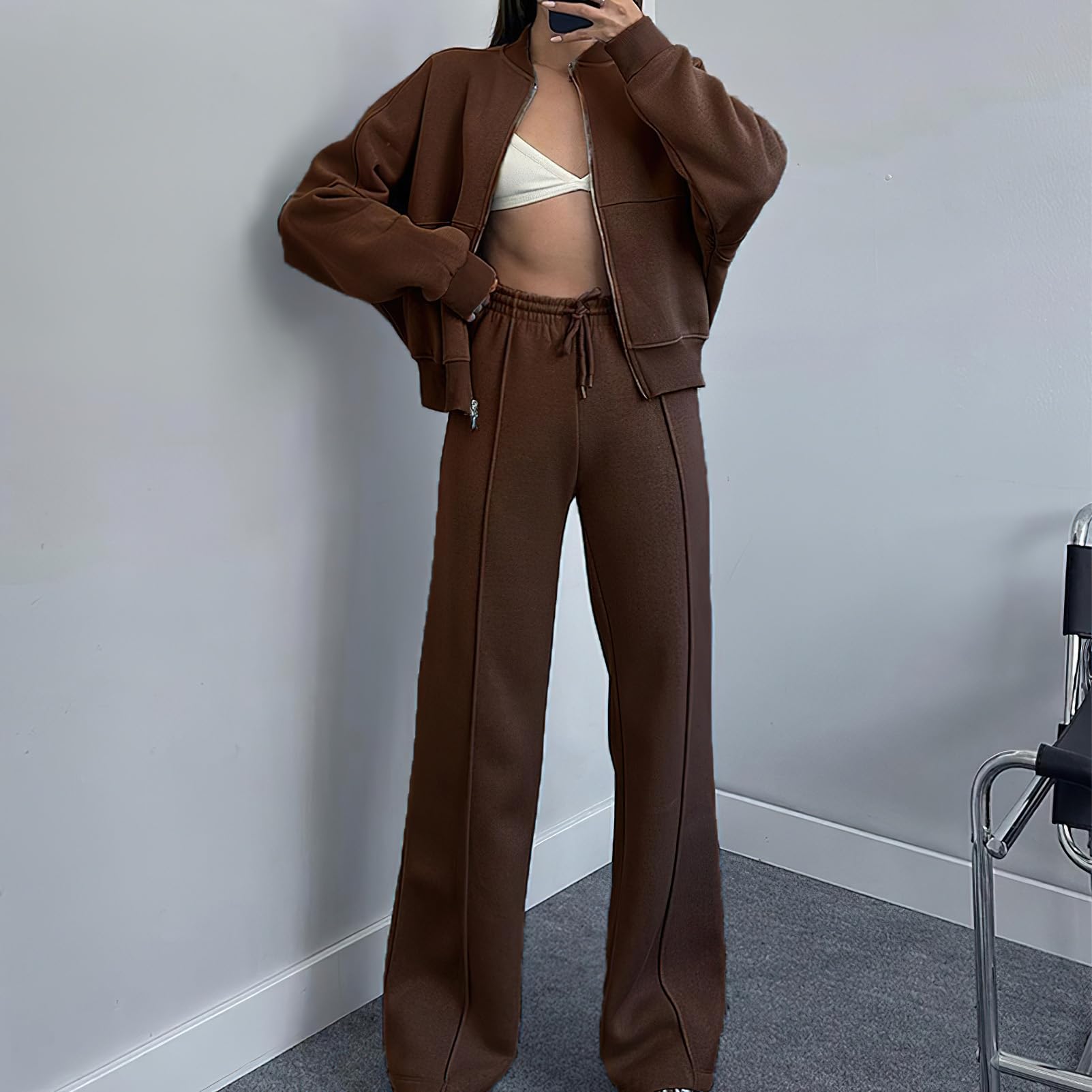 amropi Chándal de Mujer Chaqueta Sudadera con Cremallera y Pantalón Deporte Conjunto — view 2