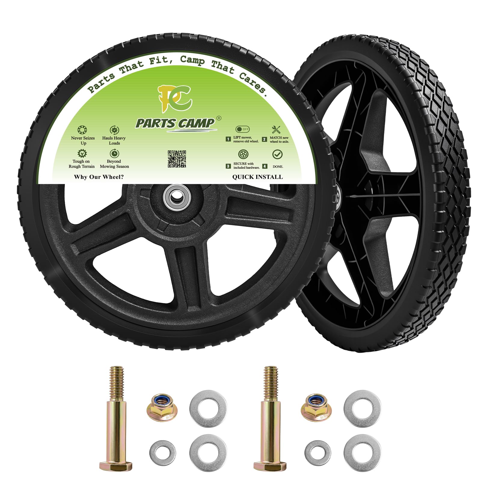 Parts Camp Push Mower Wheel kits Lawn Mower 14 inch Wheels for Push Mower(Set of 2) — image 1