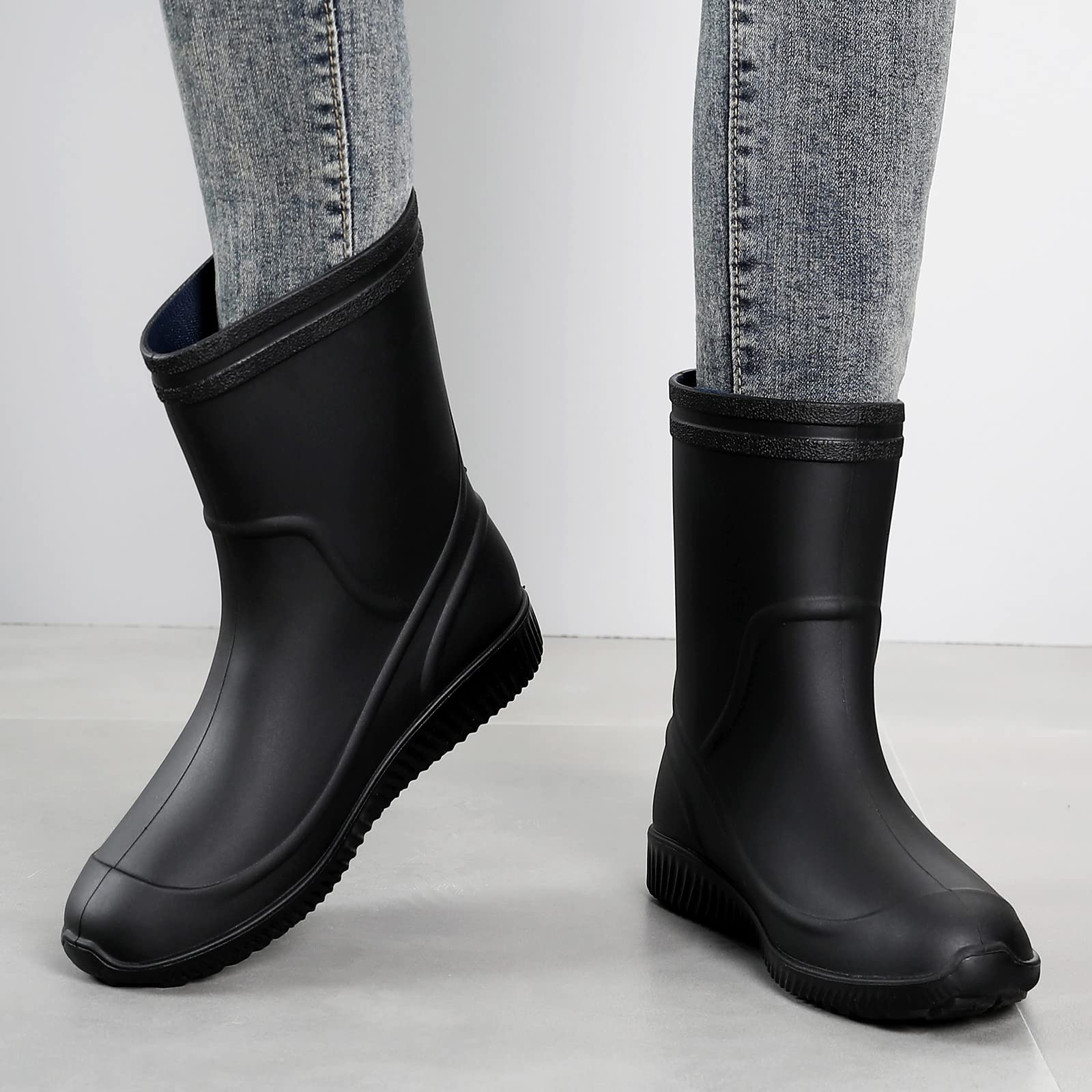 Foinledr Stivali Gomma Uomo, Impermeabile da Pioggia Comode Giardinaggio Scarpe