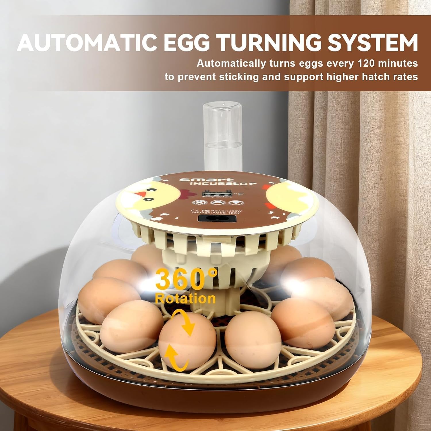 Series I-Automatic 12-Egg Incubator for Beginners, Auto Egg Turn, Steady Self-Regulating Humidity & Consistent Temperature Control for Hatching Chicken, Goose, Duck, Quail, Pigeon(12-Egg-Brown)