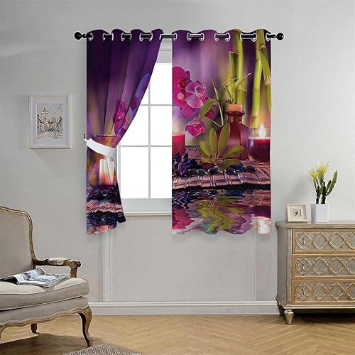 Cortinas De Cocina Modernas Colección Spa Decor Collection - Cortinas opacas con ojales para puerta, 110 pulgadas de ancho por 96 pulgadas de largo,