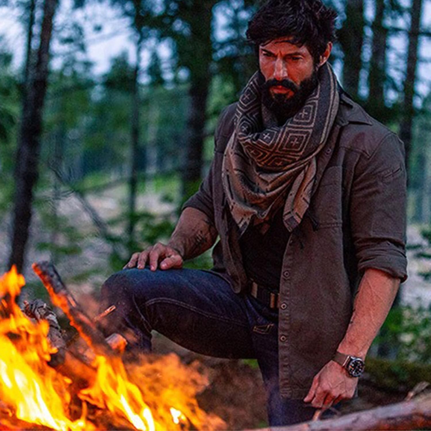 Tactical Desert Keffiyeh Arab Scarf - Womens Men Shemagh Tassel Scarves Neck Wrap Casual - Image 3