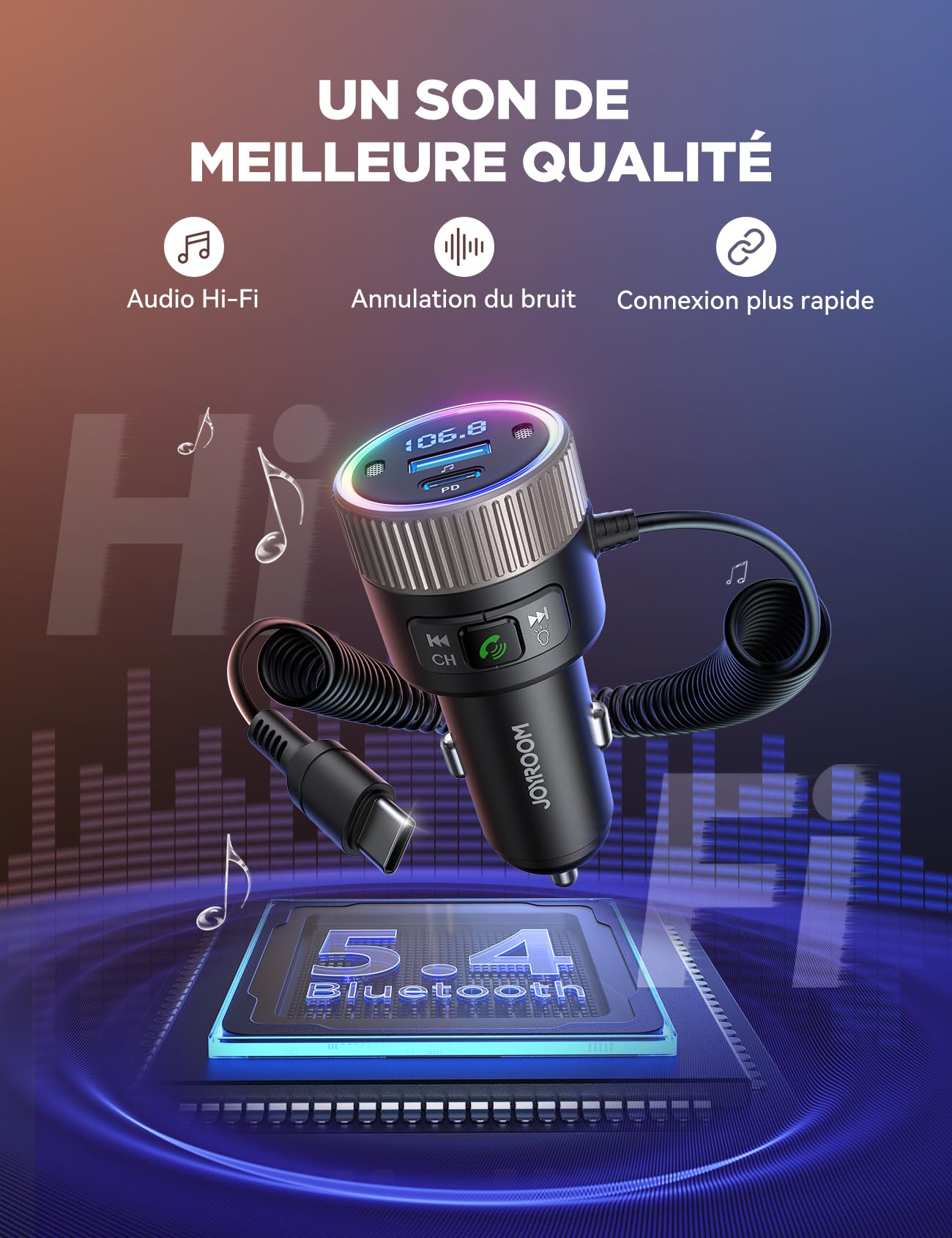 Transmetteur FM Bluetooth Voiture Accessoire Voiture Autoradio Bluetooth Adaptateur Bluetooth Voitureemetteur Bluetooth Voiture Allume Cigare 96934987